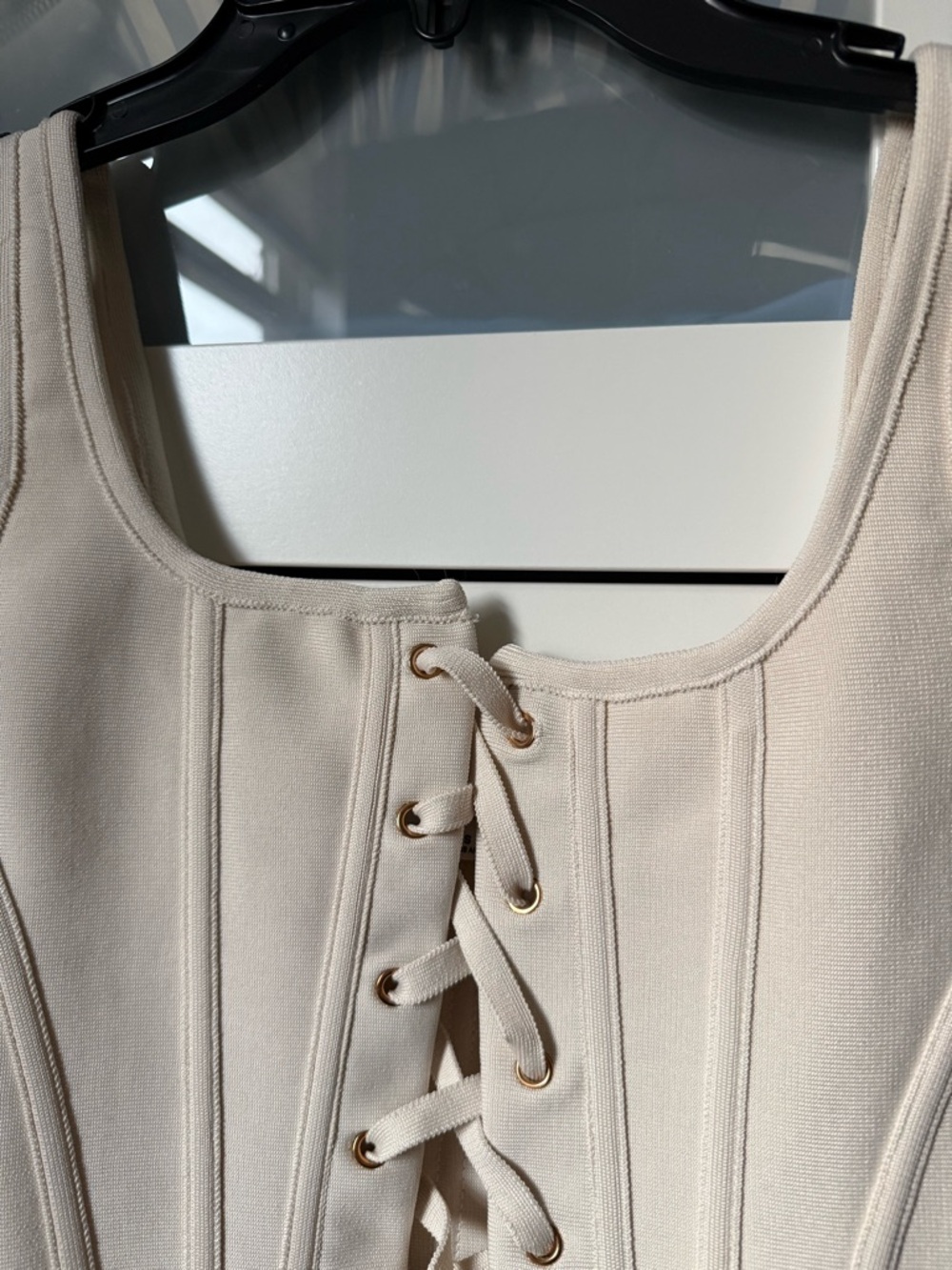 Women's Lace-Up Cream Corset-Style Tank Top